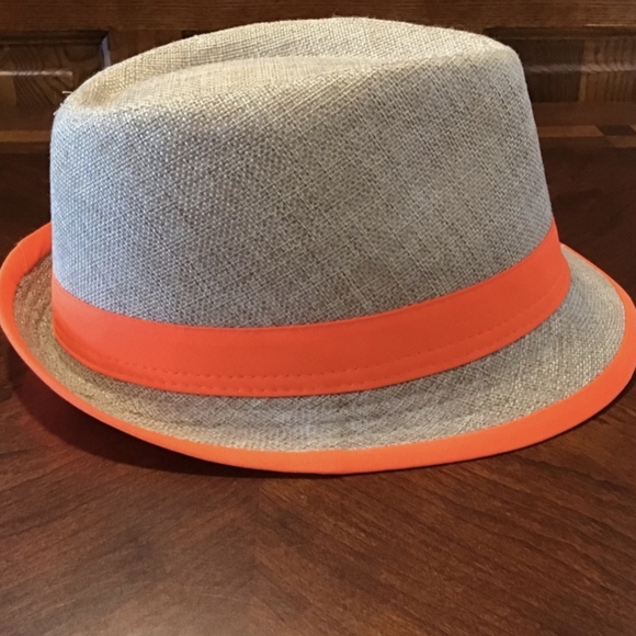 Woven Trilby/Fedora Hat With Orange Accents - Picture 4 of 8